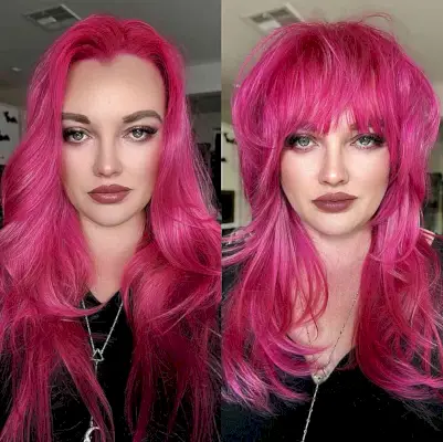 Electric Pink Razor Cut Hair