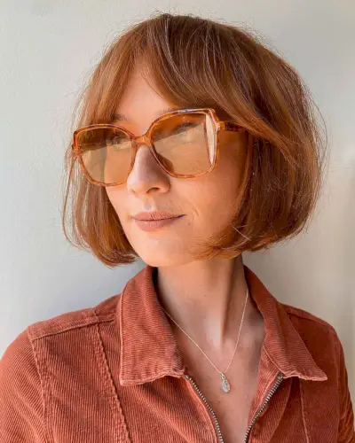 Chin-Length Bob with Curtain Bangs