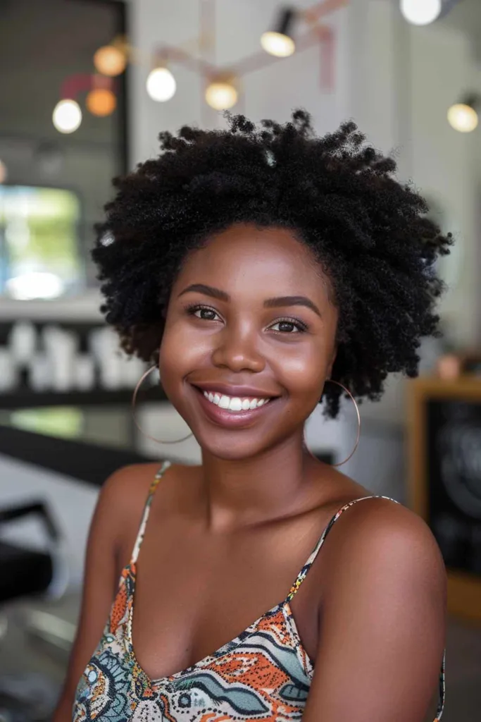 爽やかな夏スタイルにぴったりなボリューム4cヘアの女性' title=