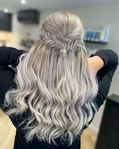 Festival Long Half-Up Half-Down Fishtail Crown Braid and Twist