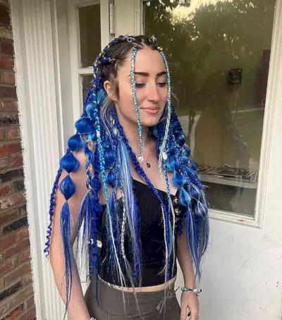 Very Long Festival Blue Rave Braids