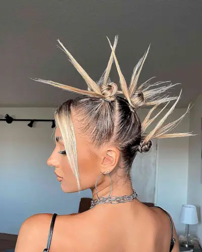 Sleek and Spiky Updo for Festivals and Parties