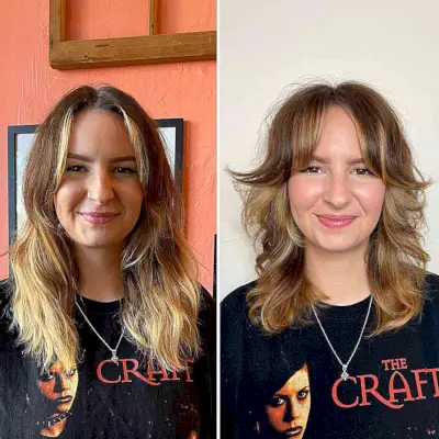 Disco Medium Cut with Feathered Bangs and Layers