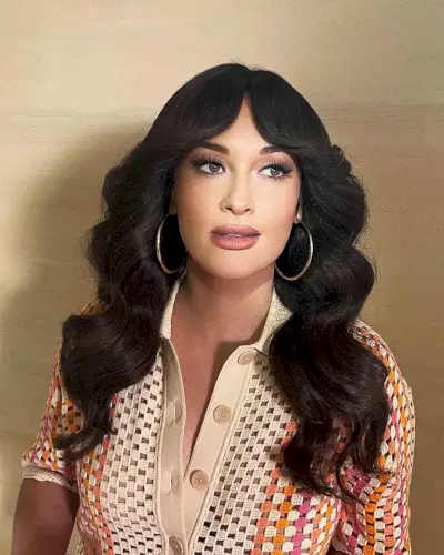 Glam Disco Wavy Long Hair with Curtain Bangs