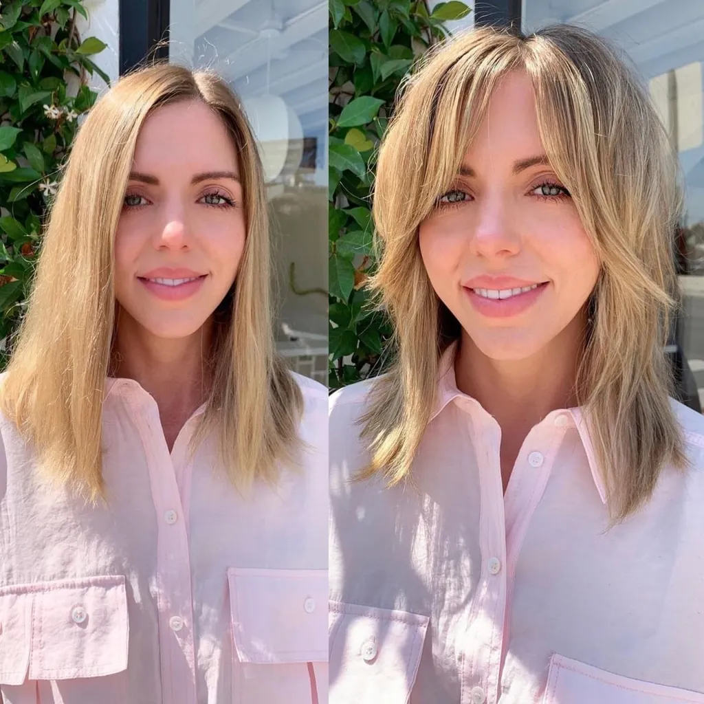 Trendna srednje dolga frizura za podolgovat obraz' title=