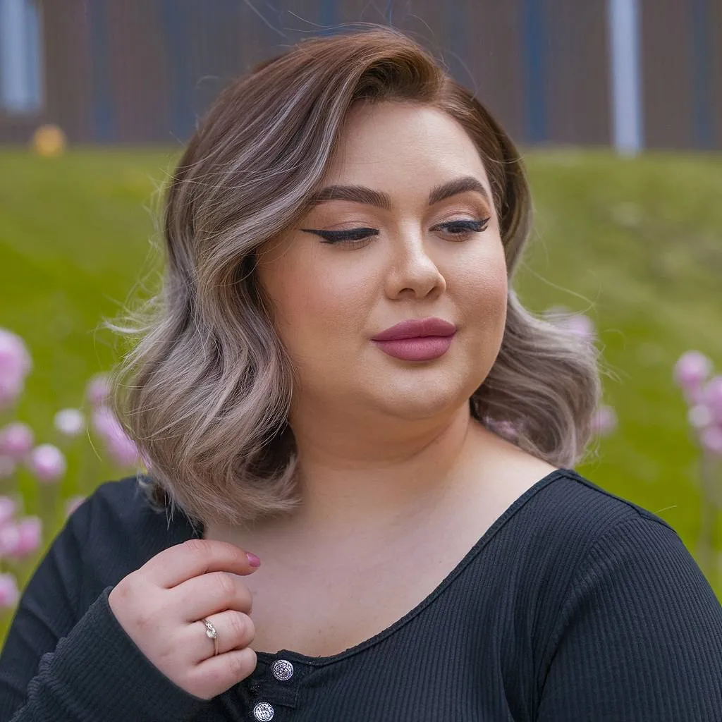 Bob ondulé doux avec balayage blond cendré coiffure de printemps parfaite pour les formes de visage rond' title=