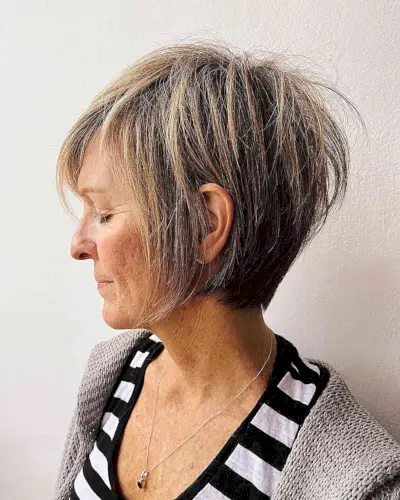 Wispy and Textured Bixie Cut for older ladies with straight hair
