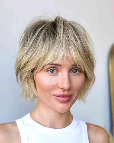 Blonde Bixie with French Bangs