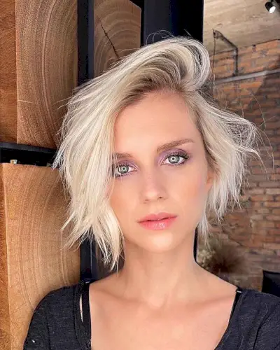 Messy Bixie Style with a Deep Side Part