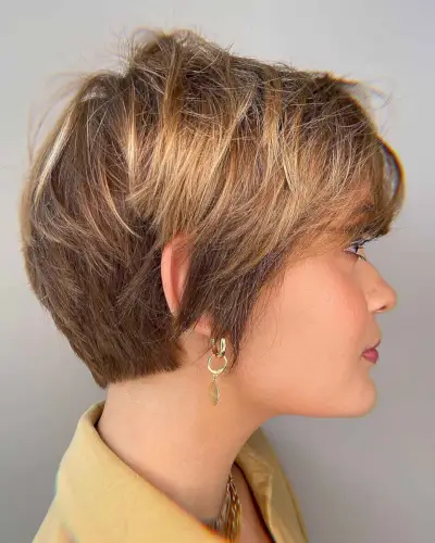 Textured Bixie Hair with Tapered Layers