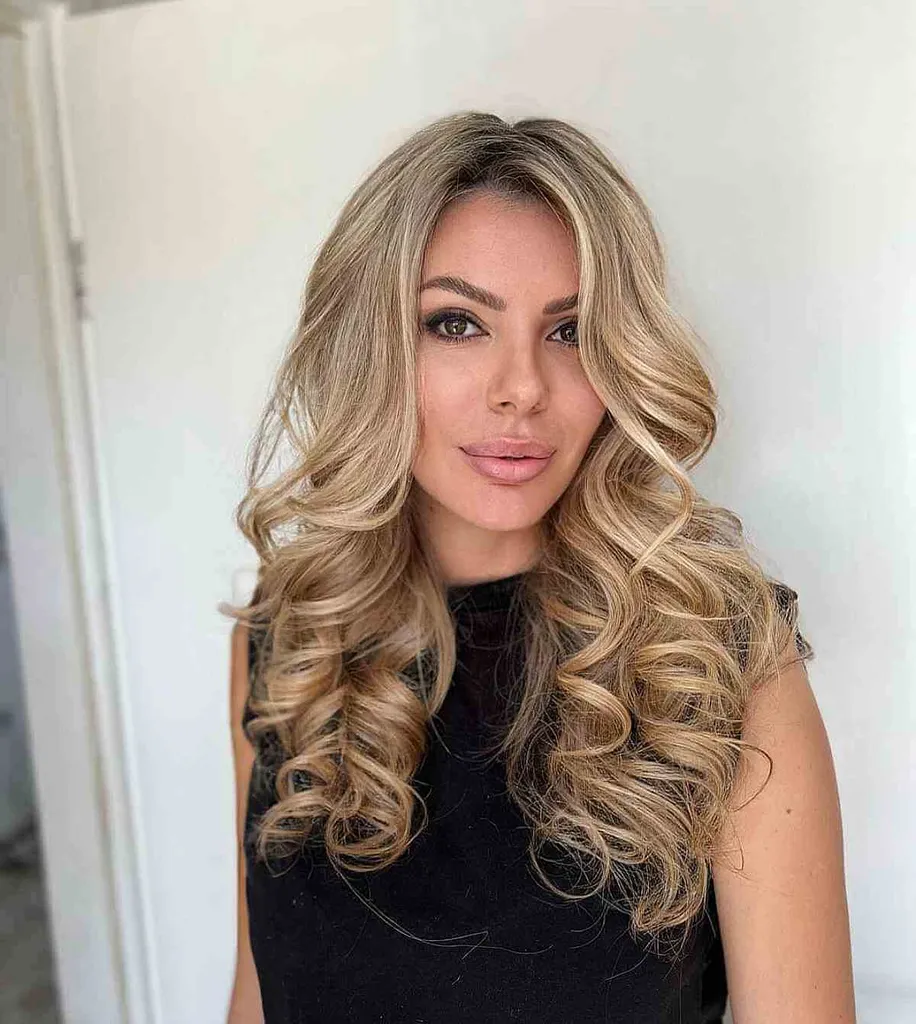 Păr ondulat blond închis' title=