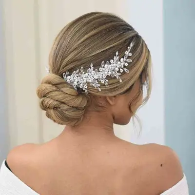 Medieval Blonde Twisted Bun with Hair Accessory