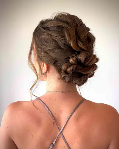 Medieval Brunette Textured Bun for Long Hair