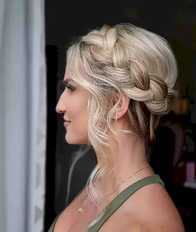 Medieval Halo Braid with Face-Framing Layers