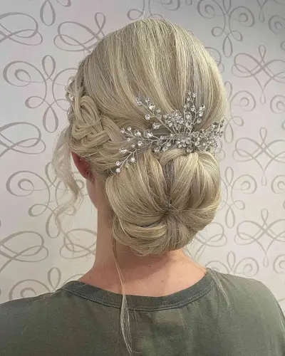 Medieval Low Bun and Side Braids with Hair Comb