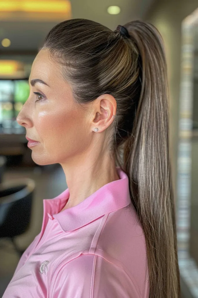 Elegantna pričeska z visokim čopom je idealna za vadbo v telovadnici' title=