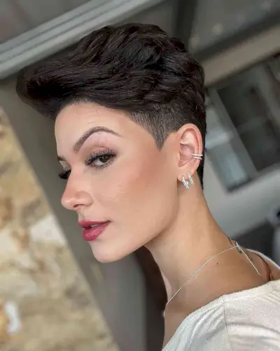 gender neutral hair with a textured undercut and voluminous top haircut