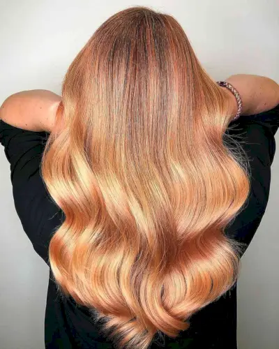 Summer Warm Peach Wavy Hair