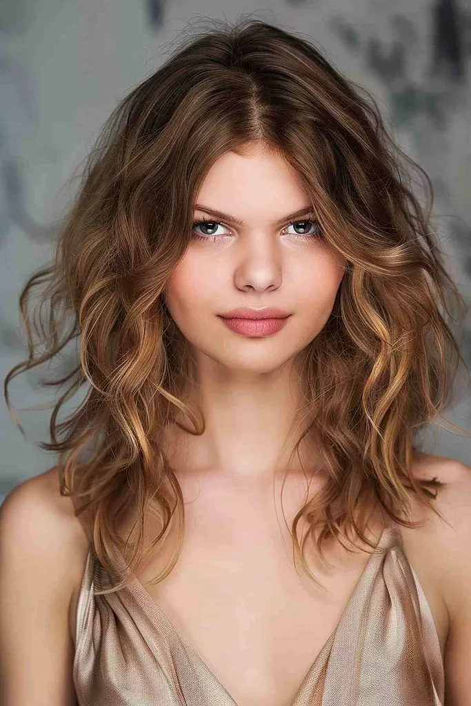 Rodet bølget frisure til fest' title=