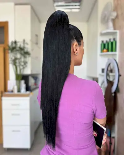 80s-Inspired Very Long and Straight 80s High Pony