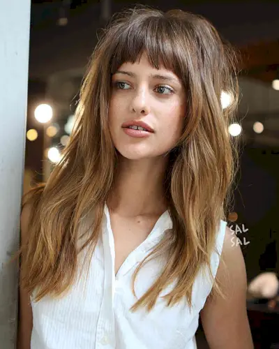 60s-Inspired Long Shag with Voluminous Crown Layers