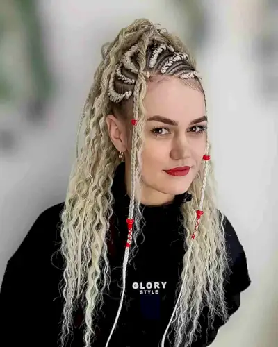 Viking-Style Cornrow Braids with Long Weave Ponytail
