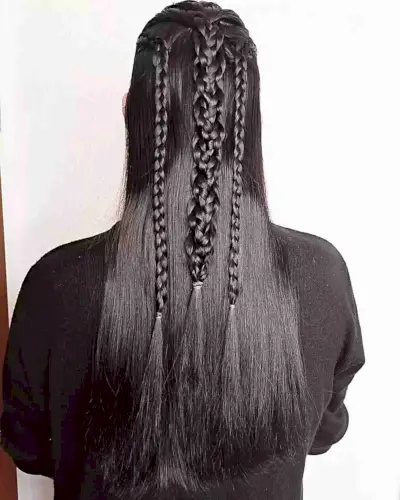 Viking-Inspired Long Sleek Woven Braids for Women