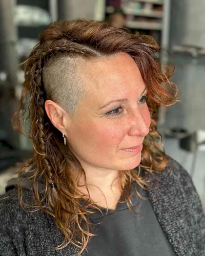 Viking Edgy Mid-Length Cut with Shaved Side for Older Ladies