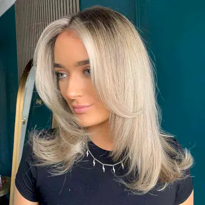 Face-Framing Rachel Cut with Feathered Layers for Medium Hair