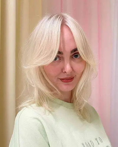 Rachel Face-Framing Baby Blonde Shag for Mid-Length Thin Hair