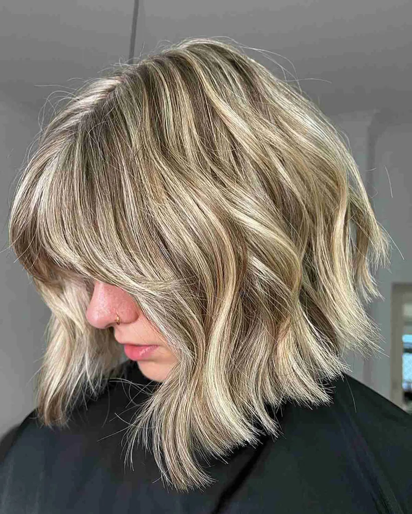 太い髪のためのギザギザの端を持つ立体的なブロンドボブ' title=