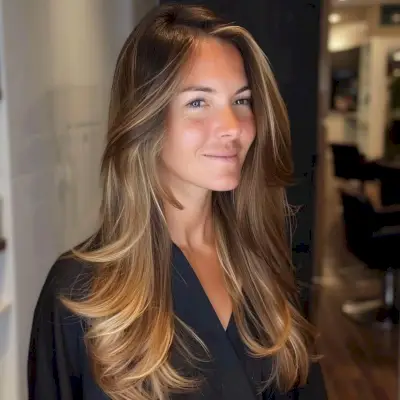 Impressive long hair with soft layers for thinning hair
