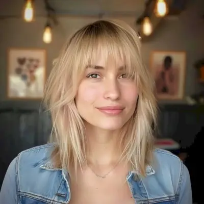 Flowy collarbone length layers for women with thin hair