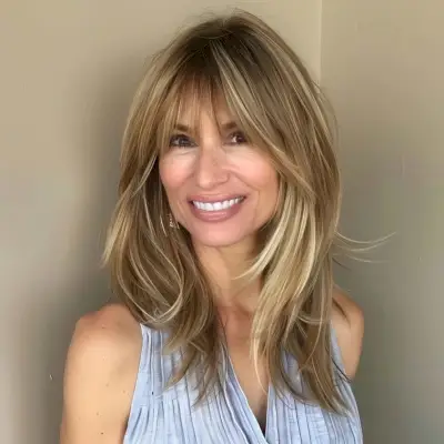 Perfectly soft layers with wispy bangs for thin hair
