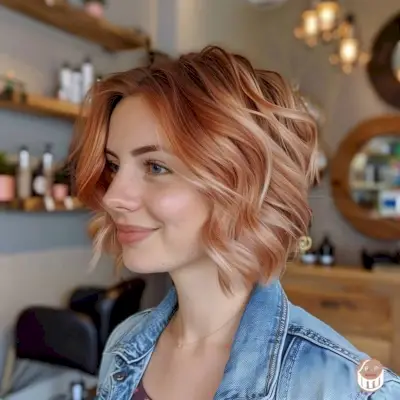 A remarkable rose gold bob for thin hair