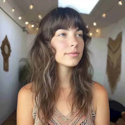 A flattering lived-In long shag hairstyle for thin hair