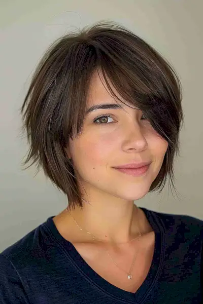 The cutest slightly angled bob for thin hair