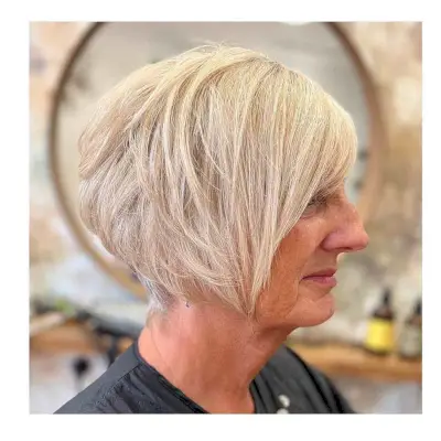 Textured Short Haircut with Long Fringe for fine hair
