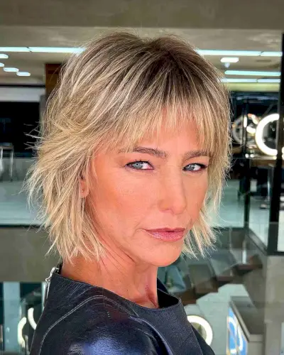 Super Choppy Razored Bob on a woman over 50