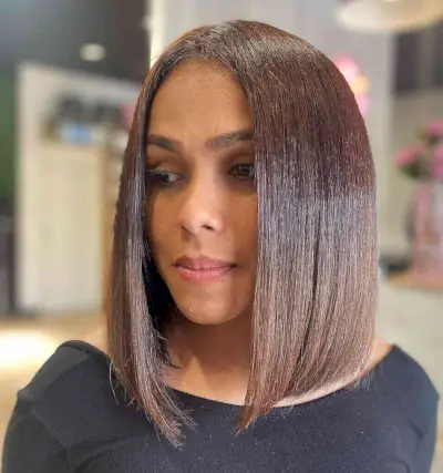 Bold Straight and Sleek Middle Part Bob Style