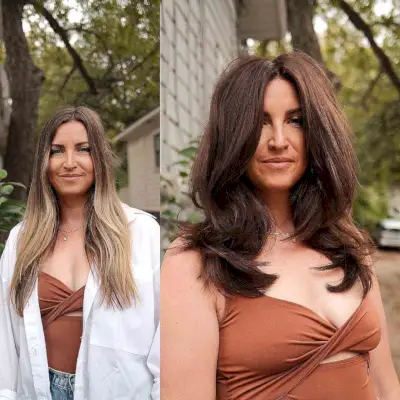 Middle-Parted Brown Straight Hairstyle