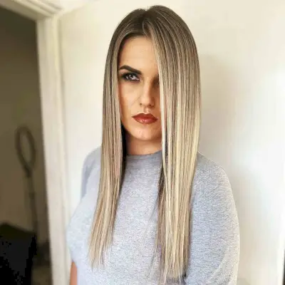 Blonde Balayage with Dark Roots for Straight Hair