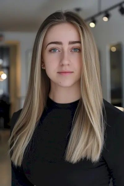 Straight blunt long hair