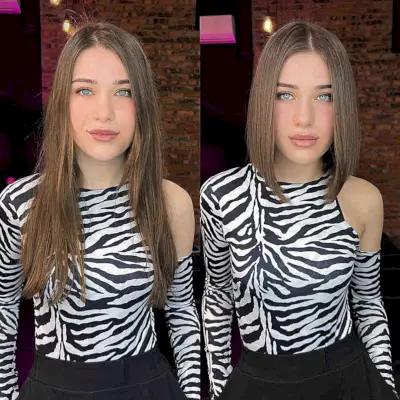 Straight Lob Center-Parted Slob Hairstyle for girls in their 20s