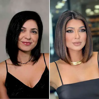 Straight Lob with Chocolate Balayage for women with thick short hair