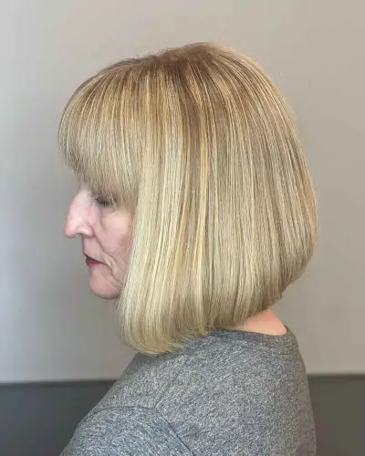 Long Inverted Bob with Heavy Bangs