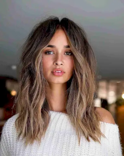 Modern Medium Shag with a Middle Part for Thick Hair