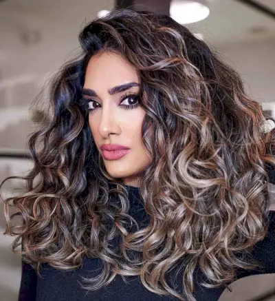 Long Thick Curls with Balayage