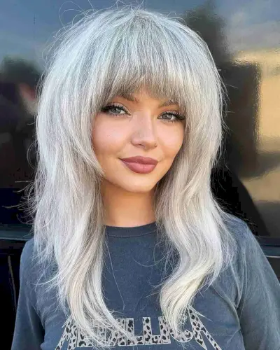 Silver Shaggy Cut for Thick Hair