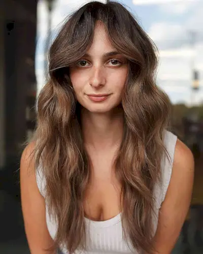 Low-Maintenance Long Thick Hair with curtain bangs